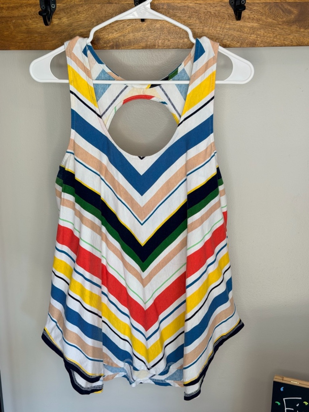 Deletta Striped Keyhole Swing Tank Top